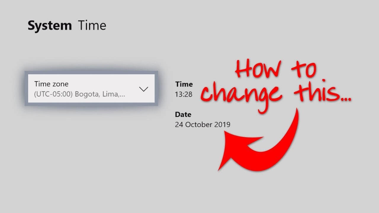 how to change time on xbox one